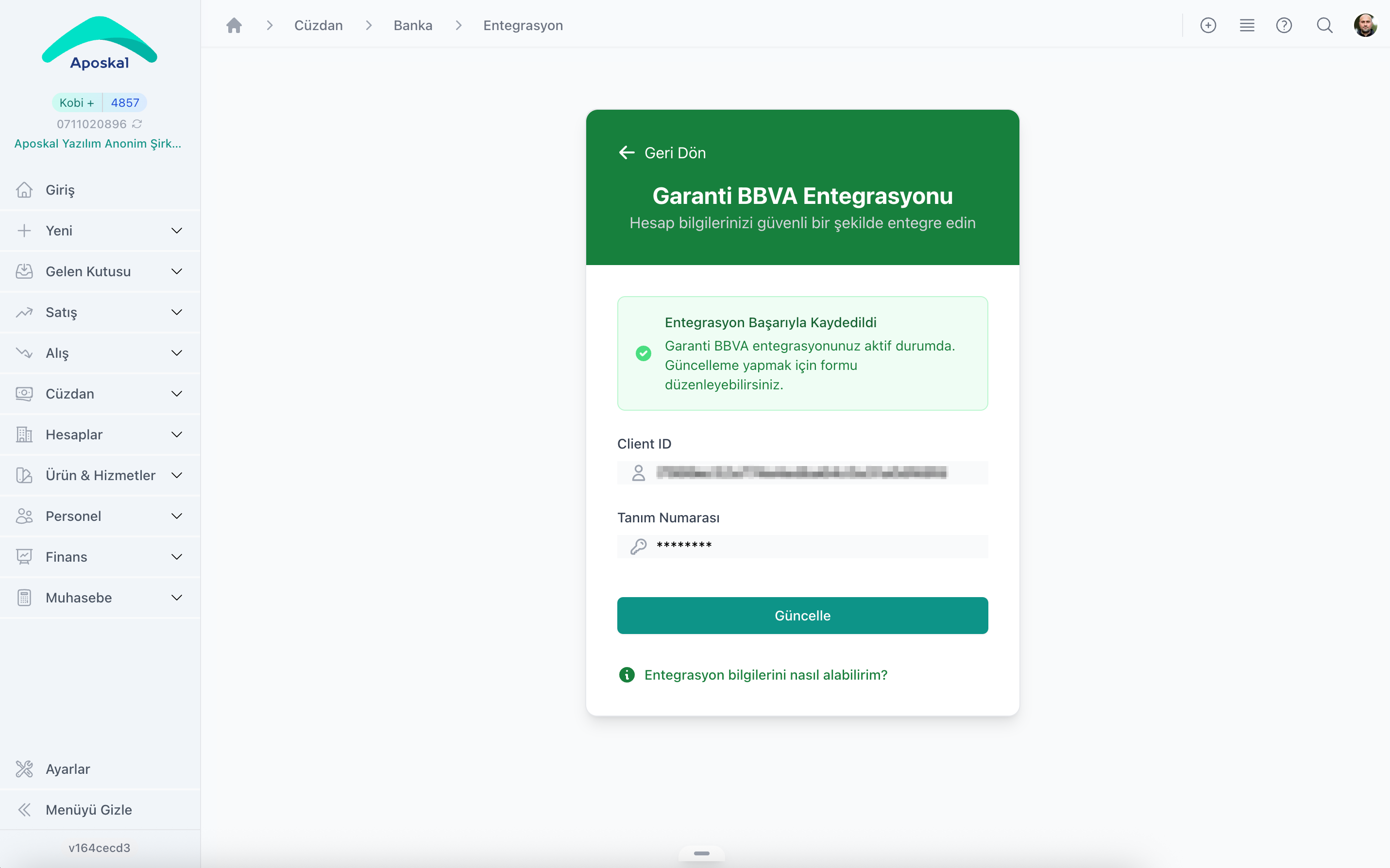 Banka Entegrasyonu